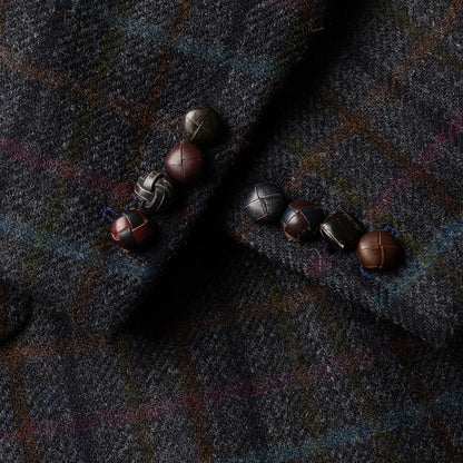 Navy Check Shetland Wool Tweed Blazer