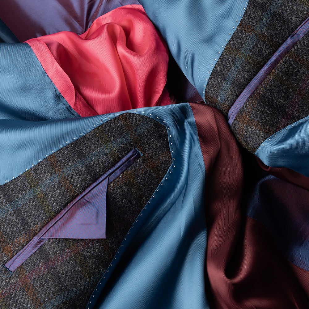 Navy Check Shetland Wool Tweed Blazer