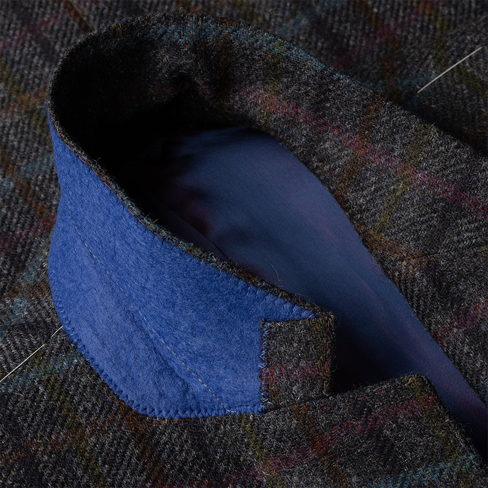 Navy Check Shetland Wool Tweed Blazer
