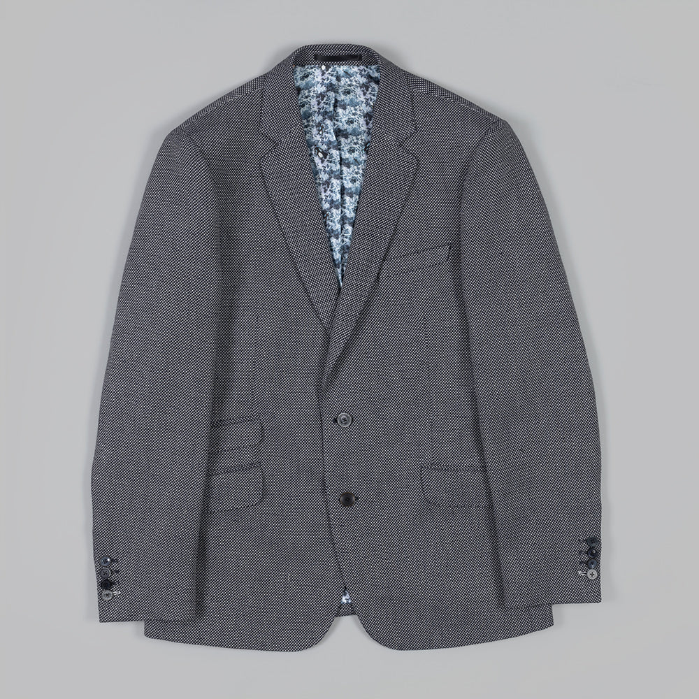 The Navy Dot Blazer in Linen and cotton