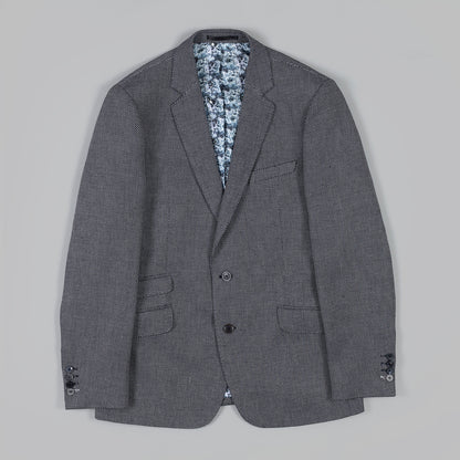 The Navy Dot Blazer in Linen and cotton
