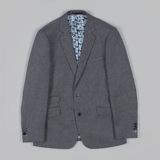 The Navy Dot Blazer in Linen and cotton