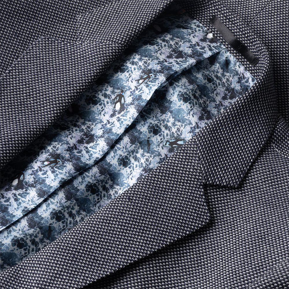 The Navy Dot Blazer in Linen and cotton