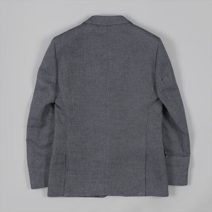The Navy Dot Blazer in Linen and cotton