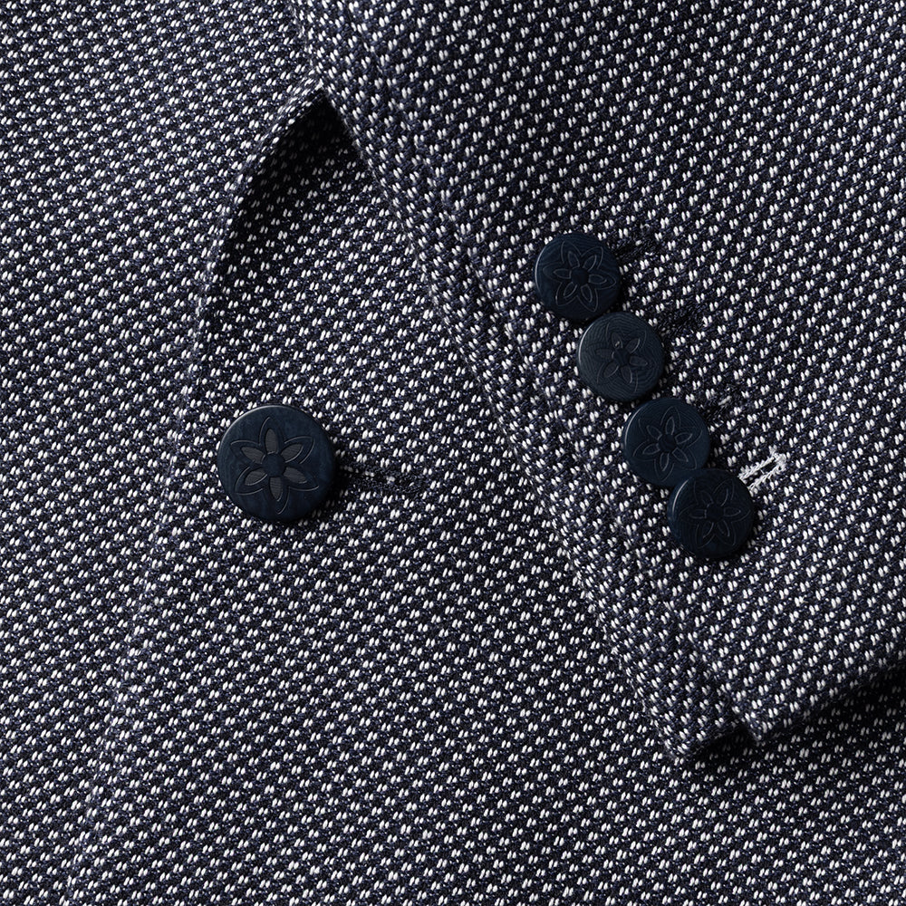 Navy Engraved Flower Buttons