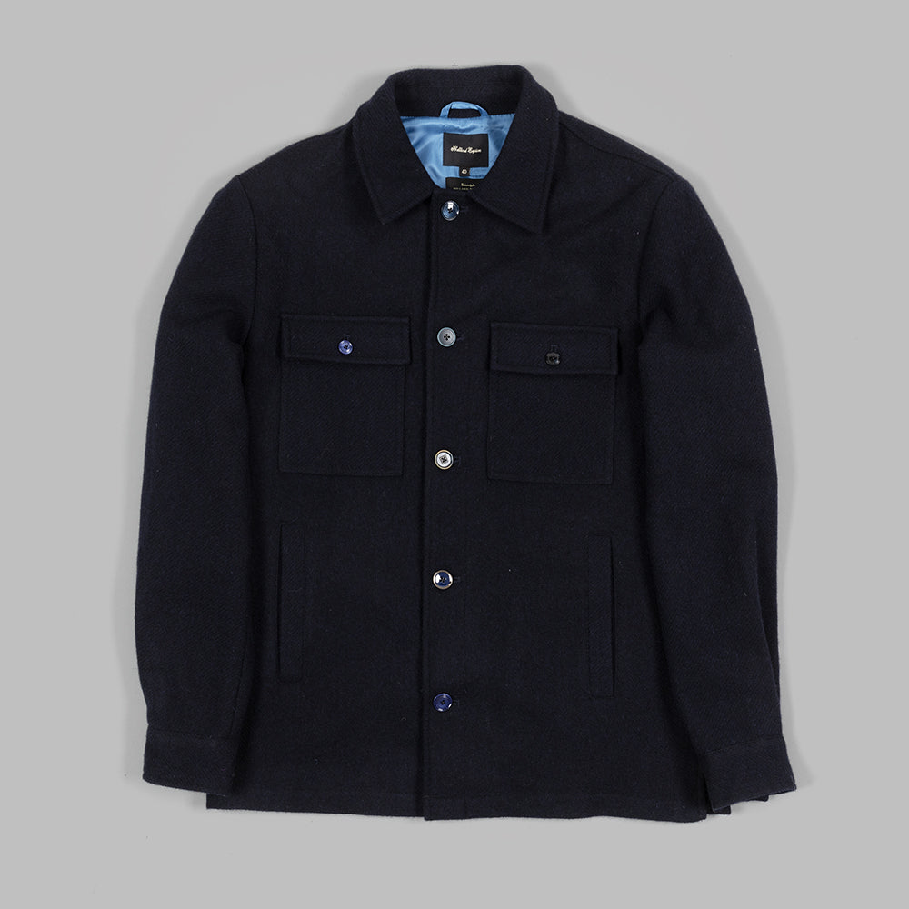 Navy Tweed Twill Shacket
