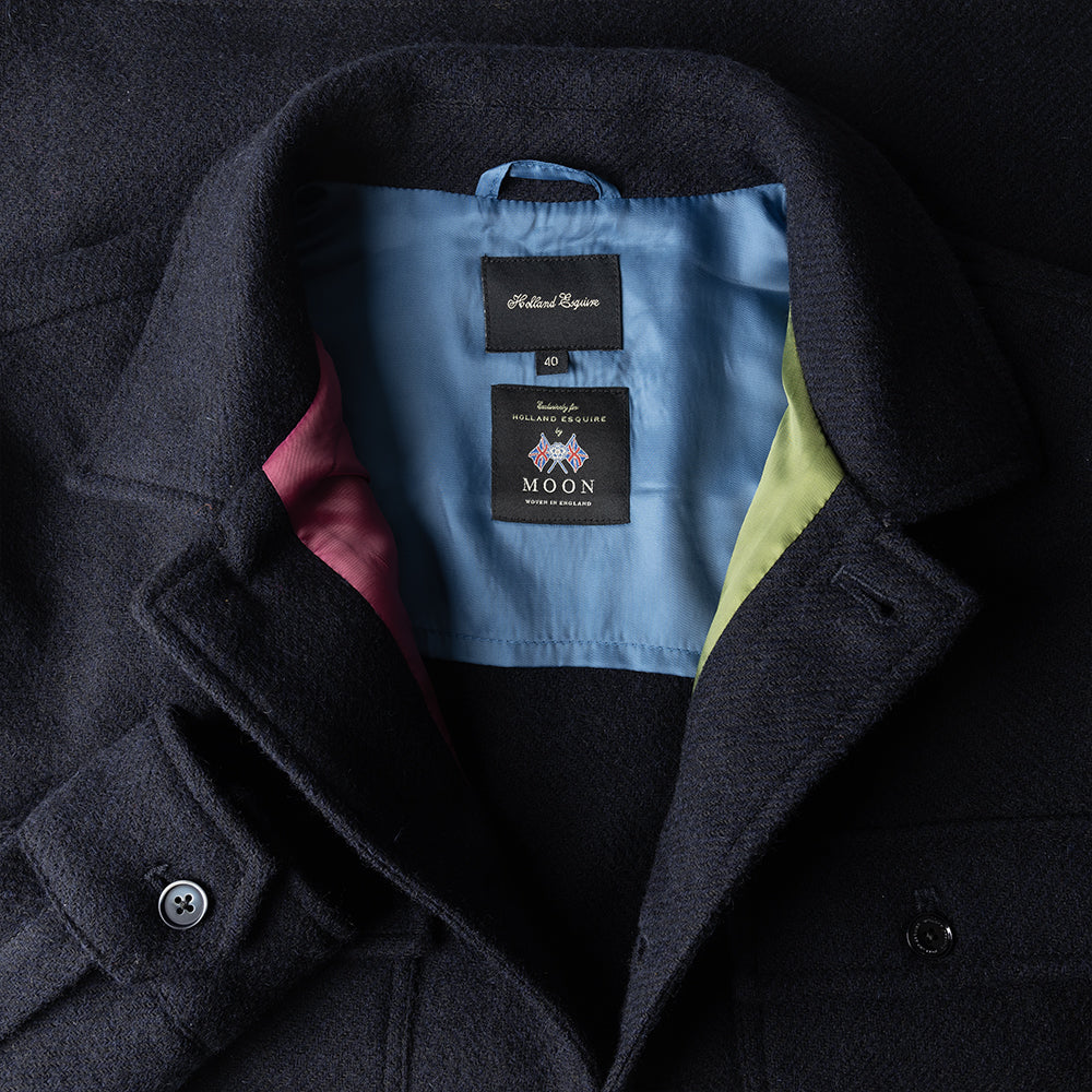 Navy Tweed Twill Shacket
