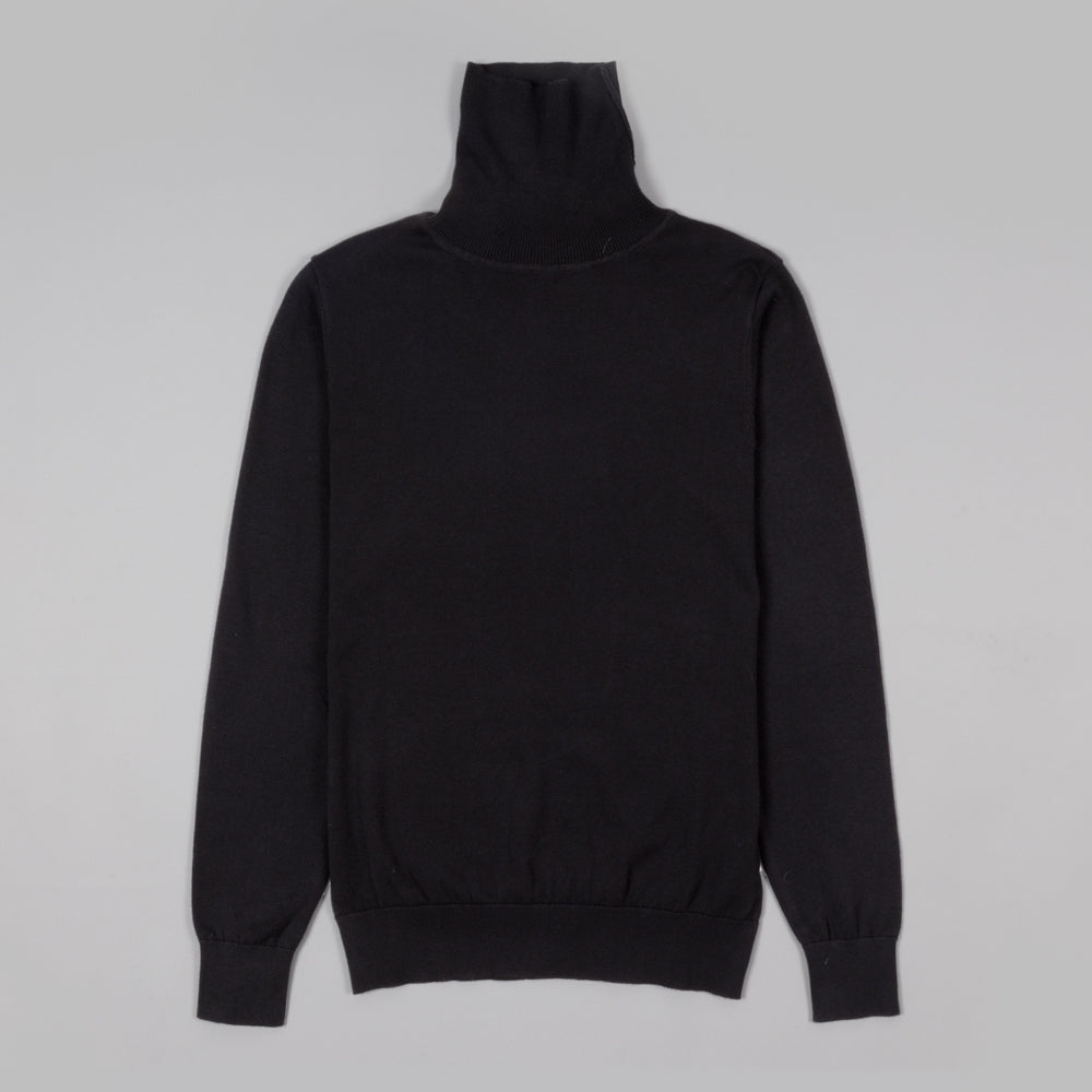 Black Cotton Polo Neck