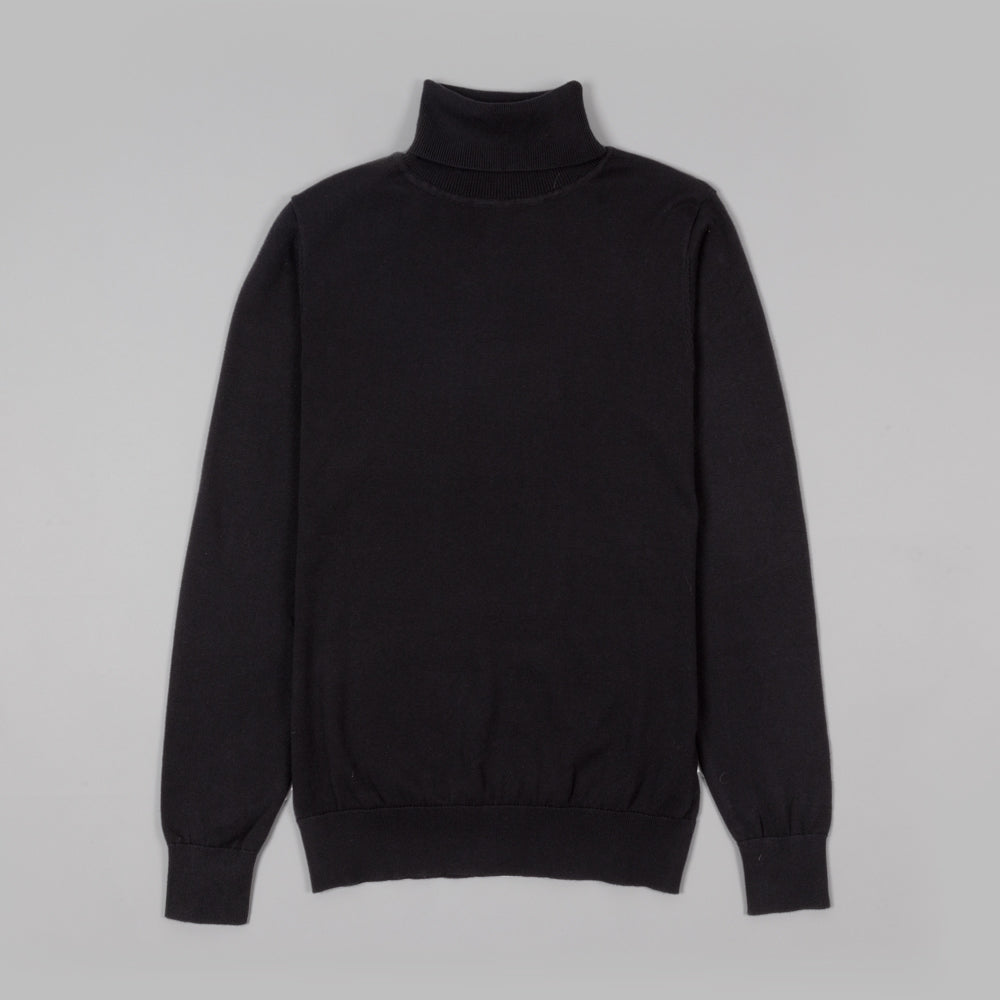Black Cotton Polo Neck