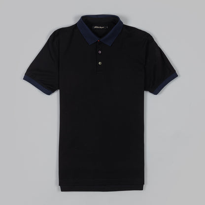 The Polo Shirt in Black mercerised cotton