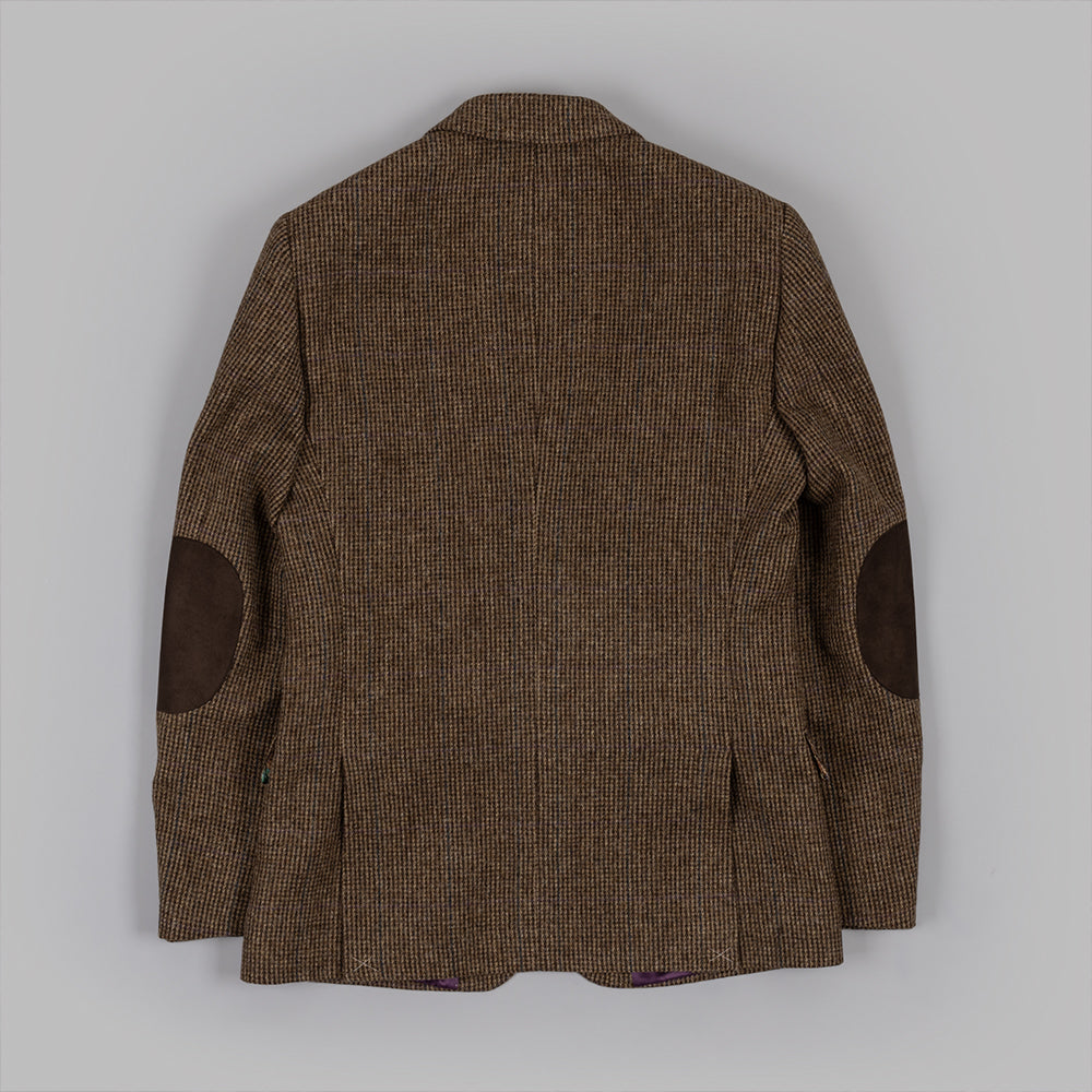 Tan Dogstooth Check Tweed Blazer