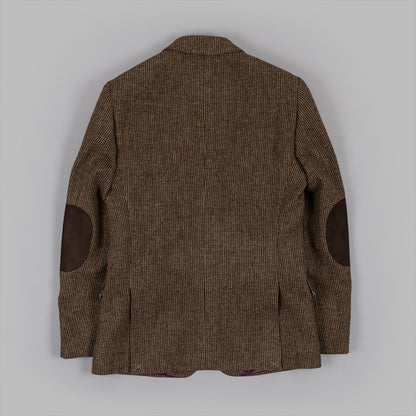 Tan Dogstooth Check Tweed Blazer