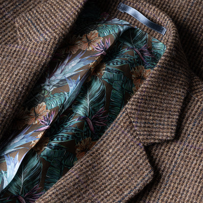 Tan Dogstooth Check Tweed Blazer