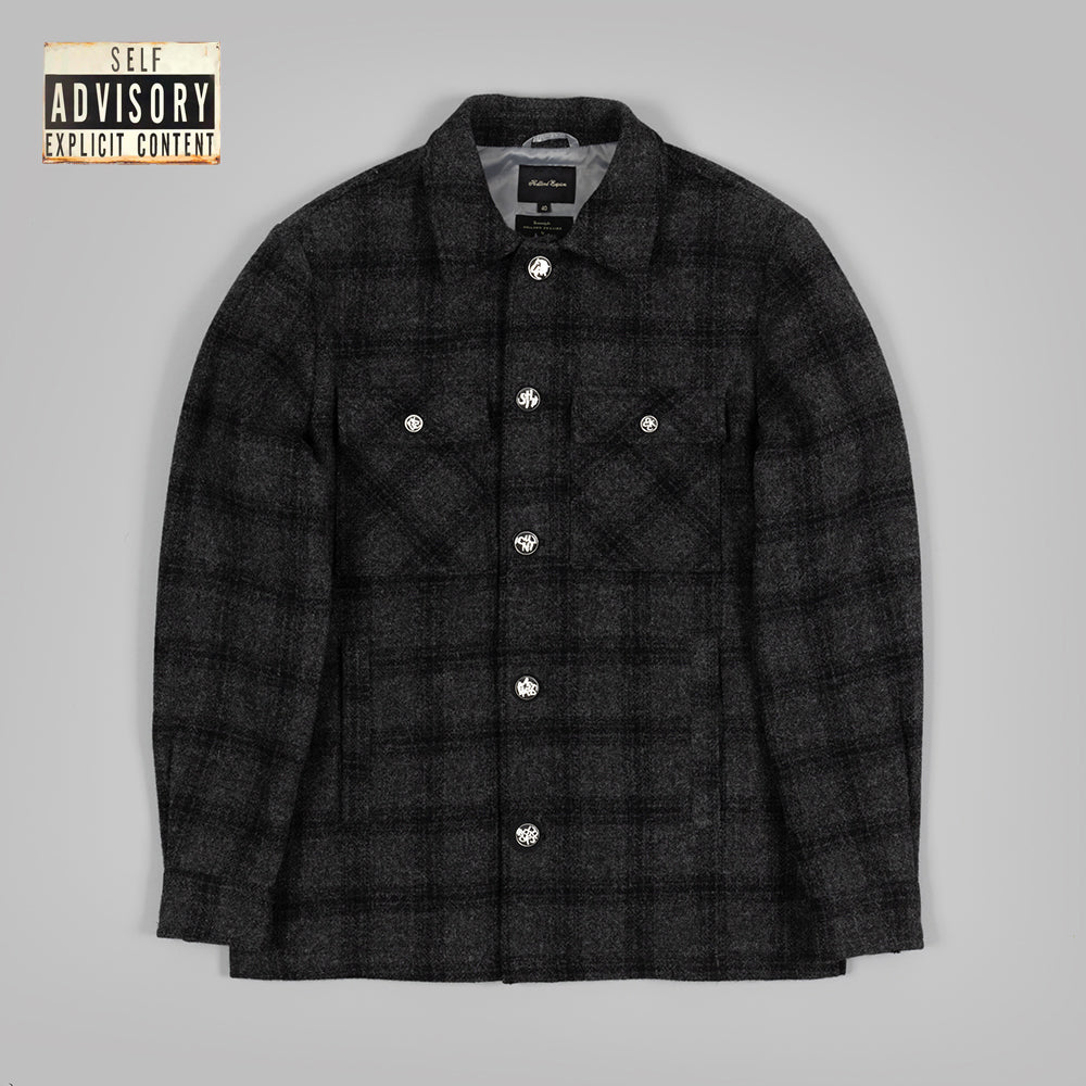 Expletives Grey Tweed Check Shacket