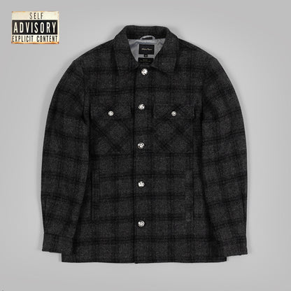 Expletives Grey Tweed Check Shacket
