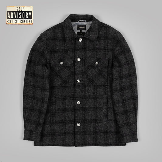Expletives Grey Tweed Check Shacket