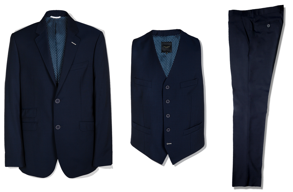 3 Piece Suit in Navy Panama - Holland Esquire